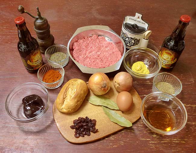 Sämtliche Zutaten zum Kochen der Lütticher Buletten Zutaten Lütticher Buletten, Rezept auf Bergers belgisches Bier-Blog